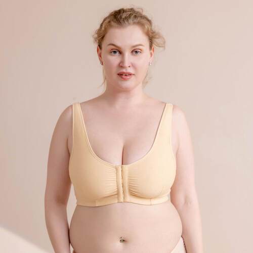 Large bra with front buckle, no steel ring, thin design,