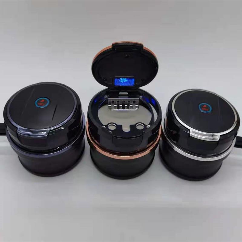车载出风口悬挂式多功能创意个性烟灰缸车内带盖水杯架LED烟灰缸