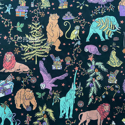 Liberty Christmas蓝高品质平替80支长绒棉数码LIBERTY服装面料