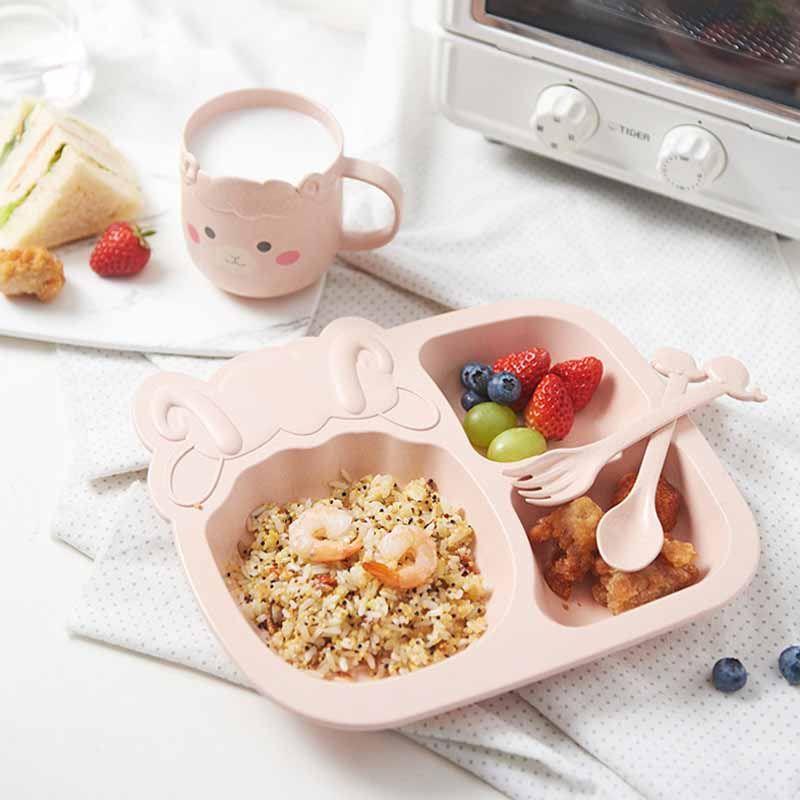 卡通塑料儿童餐具套装可爱幼儿园宝宝吃饭碗杯分隔防摔辅食餐盘子