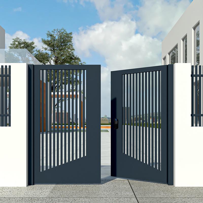 不锈钢庭院门别墅大门铁艺入户门花园单开门现代简约铝合金电机门