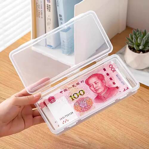 Large Capacity Cash Storage Box for Coins and Bills, Transpa