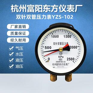 杭州富阳东方YZS-102双针双管压力表铁路船用表1000/1200/1600KPA