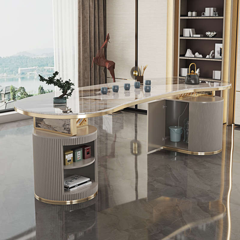 现代简约大茶台高端轻奢办公泡茶一体桌多功能储物茶桌椅组合