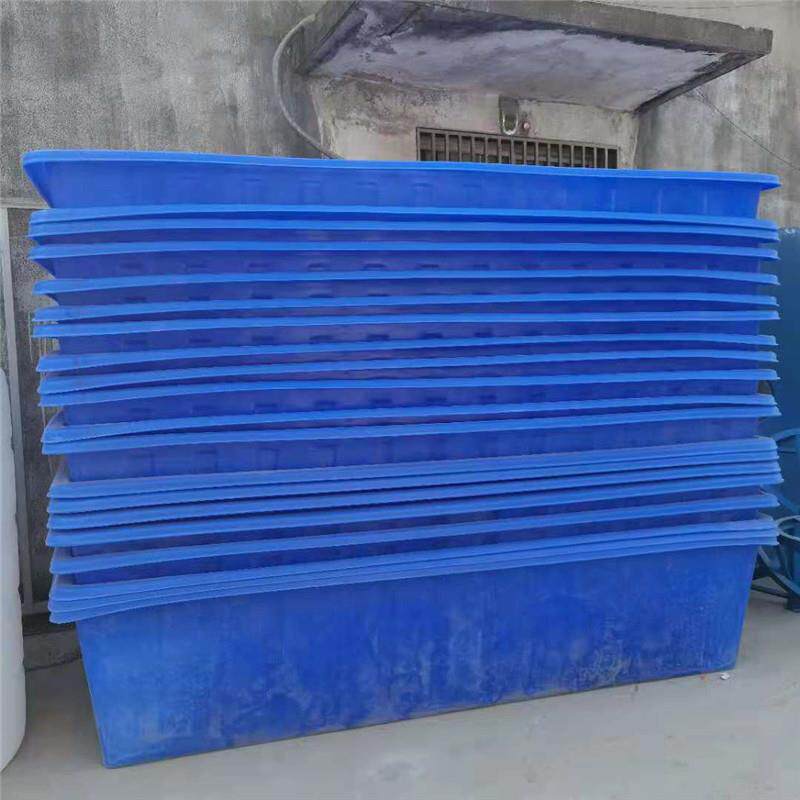 厂家直销蓝白色大型长方形3.16米塑料方箱塑胶筐推布车牛筋方桶