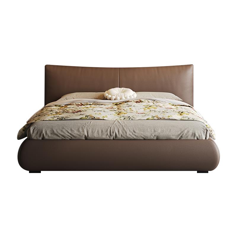 北栖香奈尔软包床意式极简真皮床现代简约主卧小户型婚床双人榉木