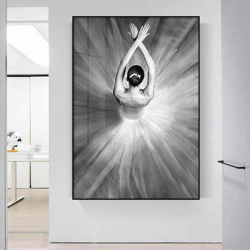 芭蕾舞女孩装饰画舞者舞蹈室黑白艺术挂画现代简约美女人物墙壁画