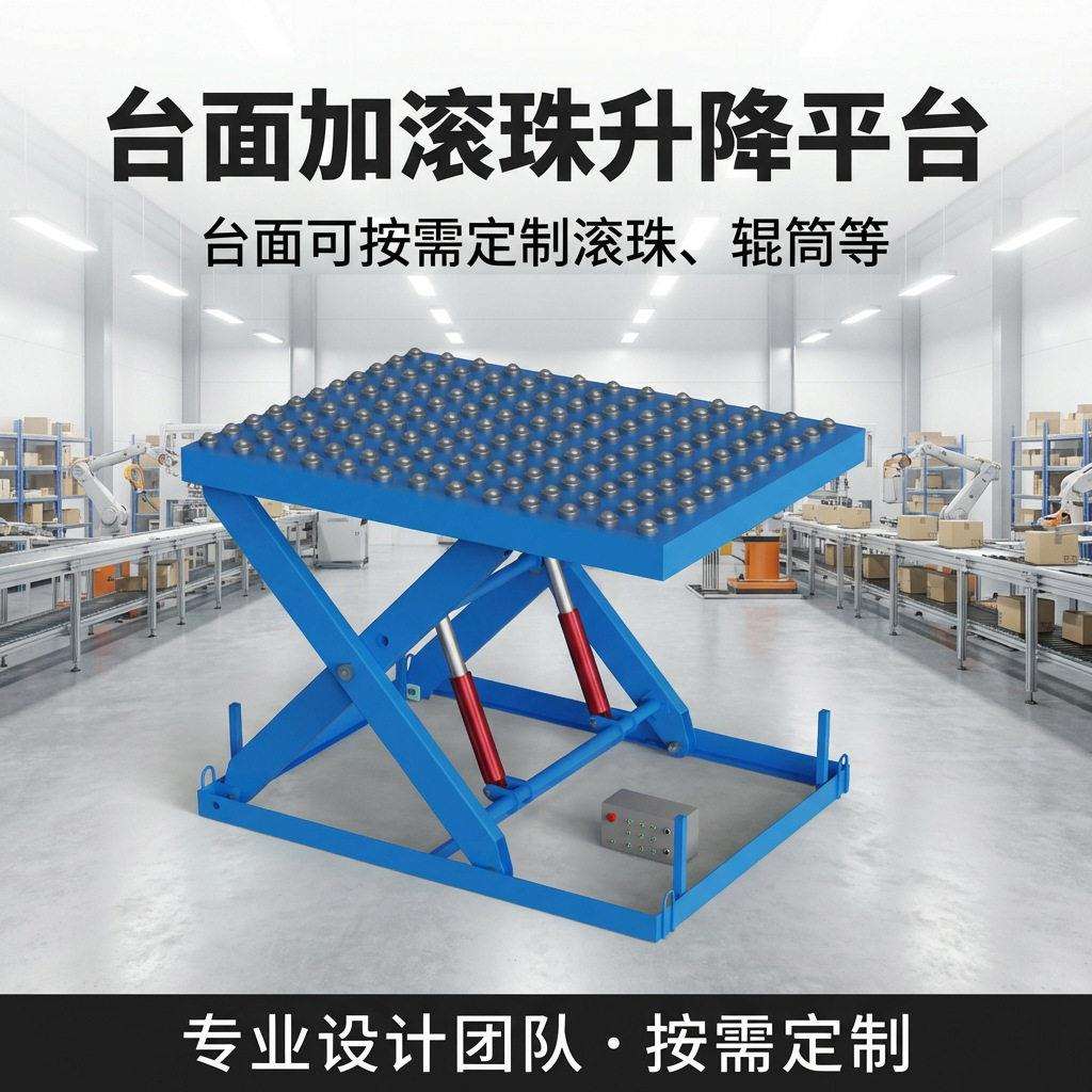 万向球物料平移搬运台滚珠升降平台万向滚珠剪式升降台
