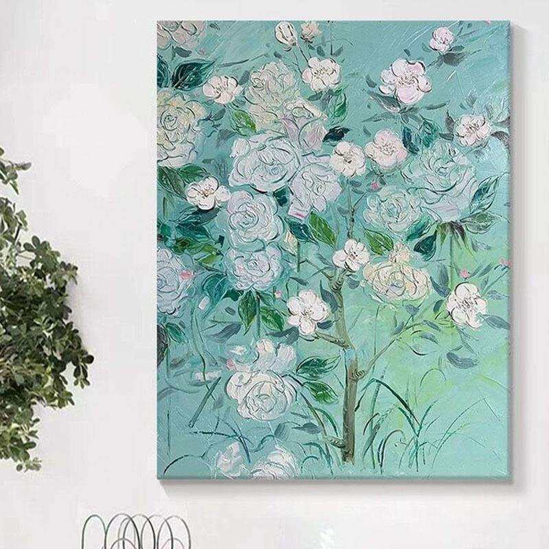 大芬村纯手绘抽象花卉油画丙烯厚肌理装饰画客厅玄关画落地挂画