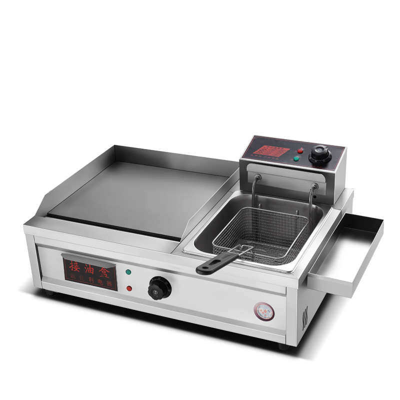 手抓饼机器摆摊商用电热手抓饼机器扒炉炸炉一体机铁板烧锅鱿鱼