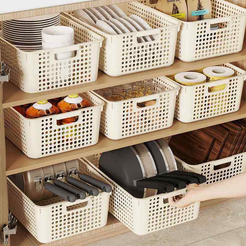 厨房橱柜收纳筐零食杂物玩具整理框家用桌面塑料储物盒宿舍置物篮,收纳整理,收纳筐,淘宝优惠券,粉丝福利购,淘宝优惠卷