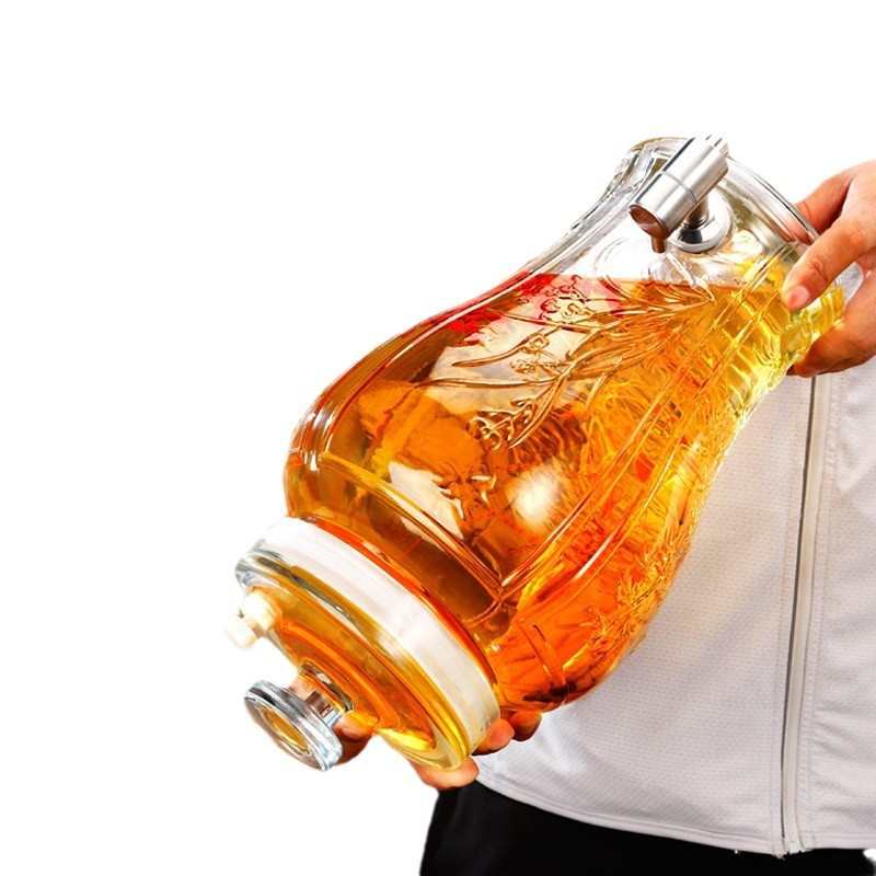 密封泡酒坛酿罐玻璃透明酒坛酒罐加厚带龙头密封罐家用酒桶