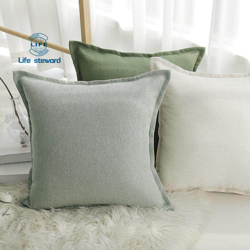 仿麻包边抱枕套客厅沙发靠垫套纯色办公腰枕cushion cover pillow