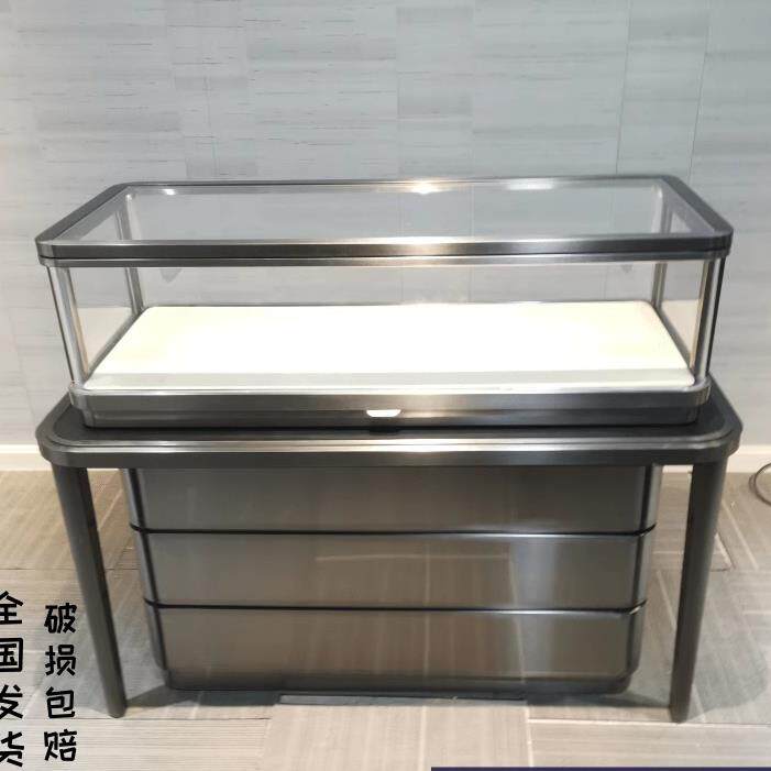 不锈钢圆角卡地亚珠宝首饰展示柜新款玉器翡翠展柜高档玻璃柜台