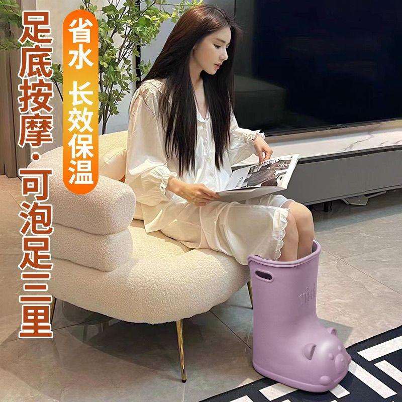 2恒温泡脚桶高深桶家用节省水足浴盆保温材质过小腿按摩养生足浴
