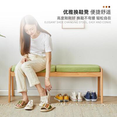 网红实木换鞋凳用门口入户玄可坐条关试穿家鞋凳见详情进门长创意