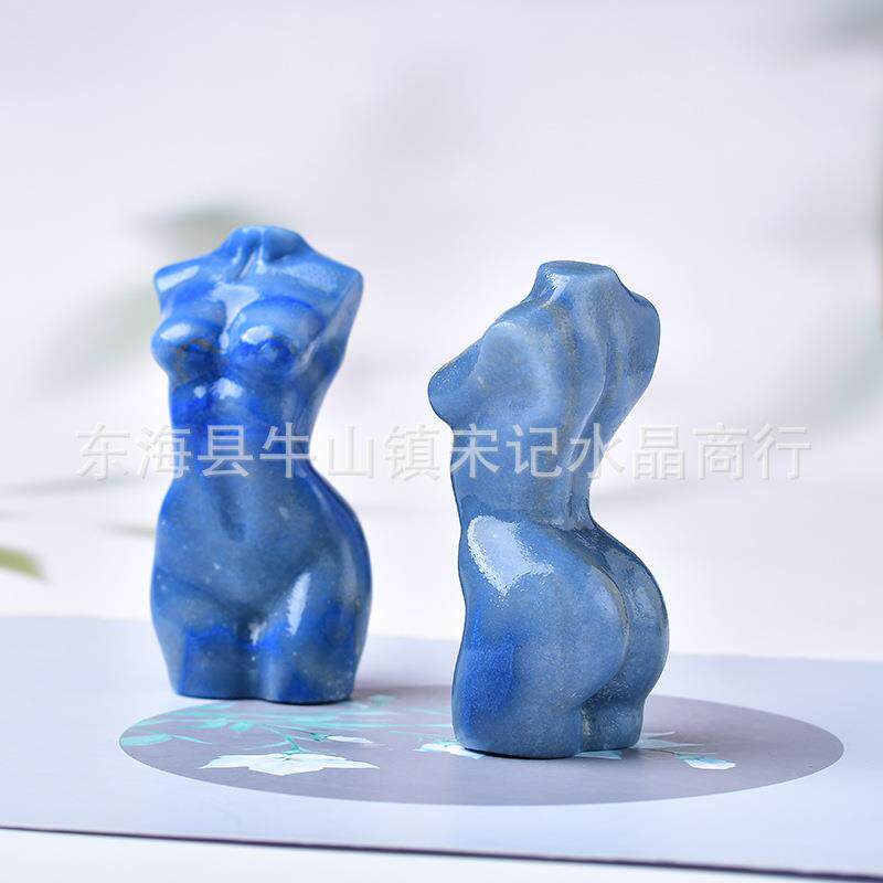 天然蓝东陵女模摆件水晶工艺品摆件家居饰品摆件