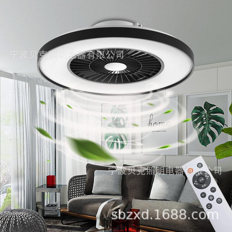 【D-黑色】led装饰电扇吊扇灯跨境欧式客厅卧室现代吸顶风扇灯图片