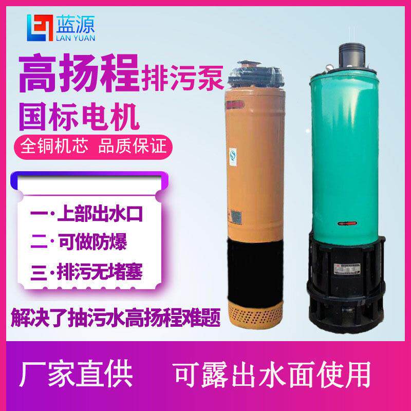 蓝源水泵wqn油浸式扬程污水泵矿用山养殖灌溉水务抽排污水泵