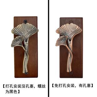 窗帘免打孔挂钩现代实木墙壁钩窗帘固定墙勾扣绑绳子收拢钩 新中式