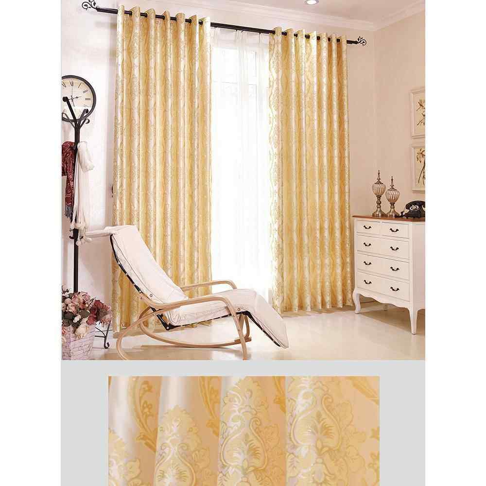 高档简约欧式客厅金色提花窗帘布料定制定做客厅卧室阳台成品特价