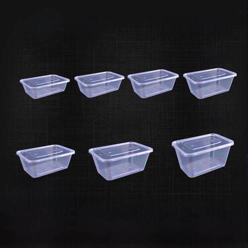 爱佳长方形750ml一次性透明加厚塑料快餐盒外卖打包盒便当碗带盖