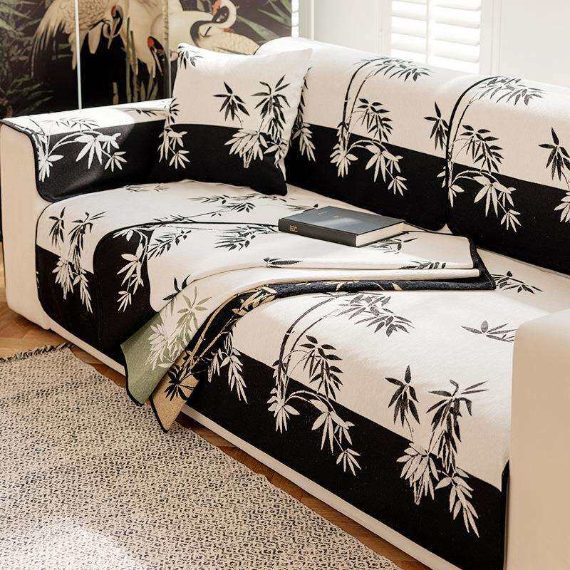 雪尼尔沙发巾一片式2024中式沙发垫四季通用套罩防滑盖毯防猫抓