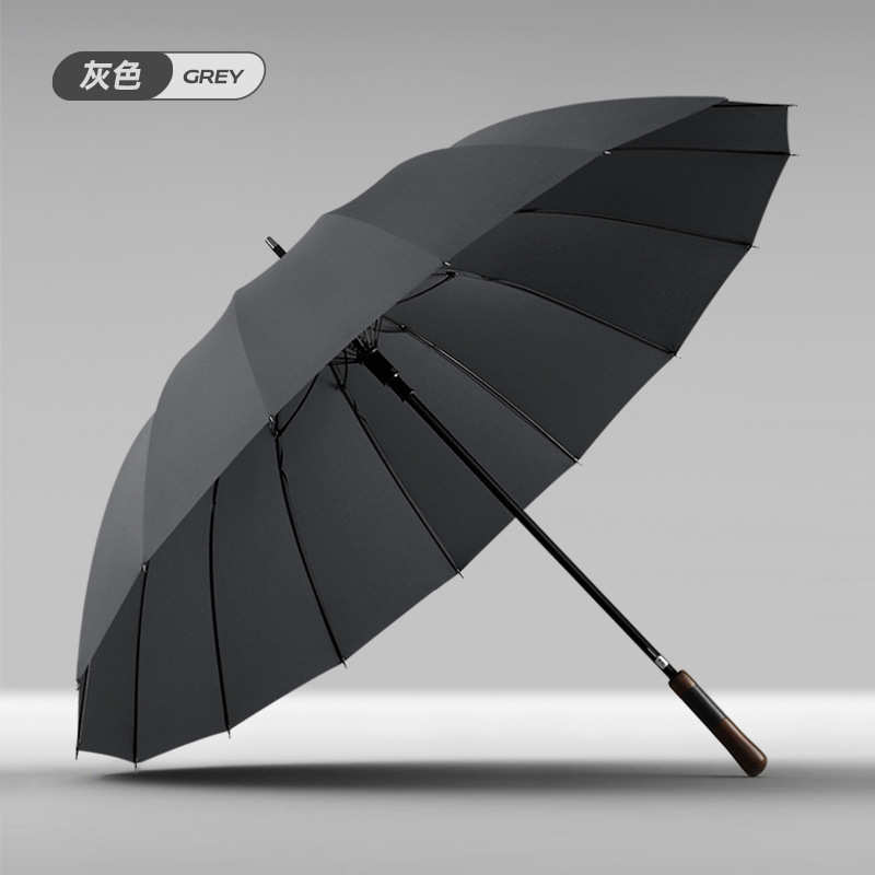 新款16骨全纤维皮直柄高尔夫伞大号男士商务广告礼品伞长柄伞