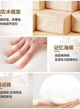 奶油风折叠沙发床可可躺用小户型发两防坐猫抓柔软AL101554折叠沙