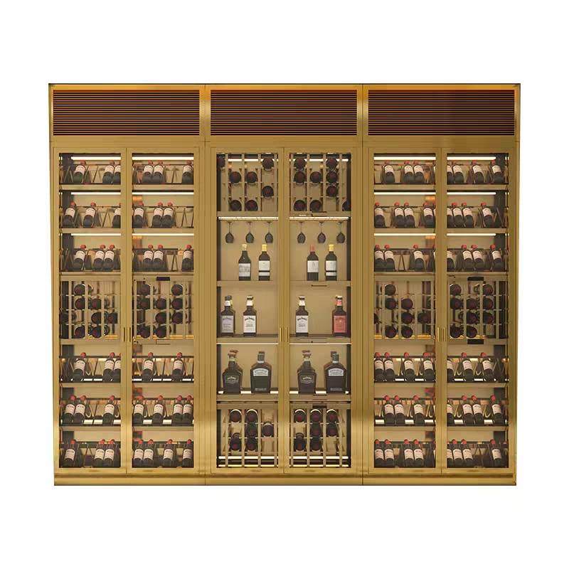 高端会所家用不锈钢恒温红酒柜恒湿雪茄柜常温洋酒白酒展示柜定制