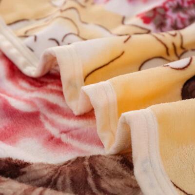 Plaid for Beds Flower Printed Coral Fleece Blanket on the Be