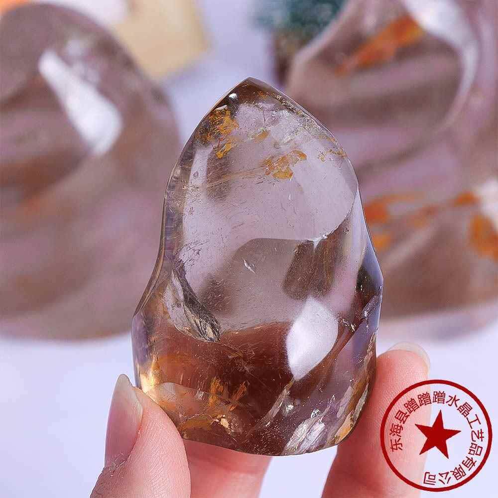 天然水晶茶晶火炬原石打磨家居办公桌面装饰灵摆能量摆件