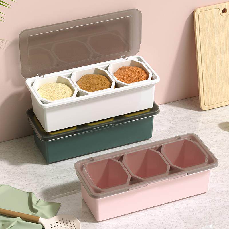 创意厨房调味瓶调味罐塑料套装味精盐盒四格式带勺组合翻盖调王金