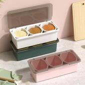 创意厨房调味瓶调味罐塑料套装 带勺组合翻盖调王金 味精盐盒四格式