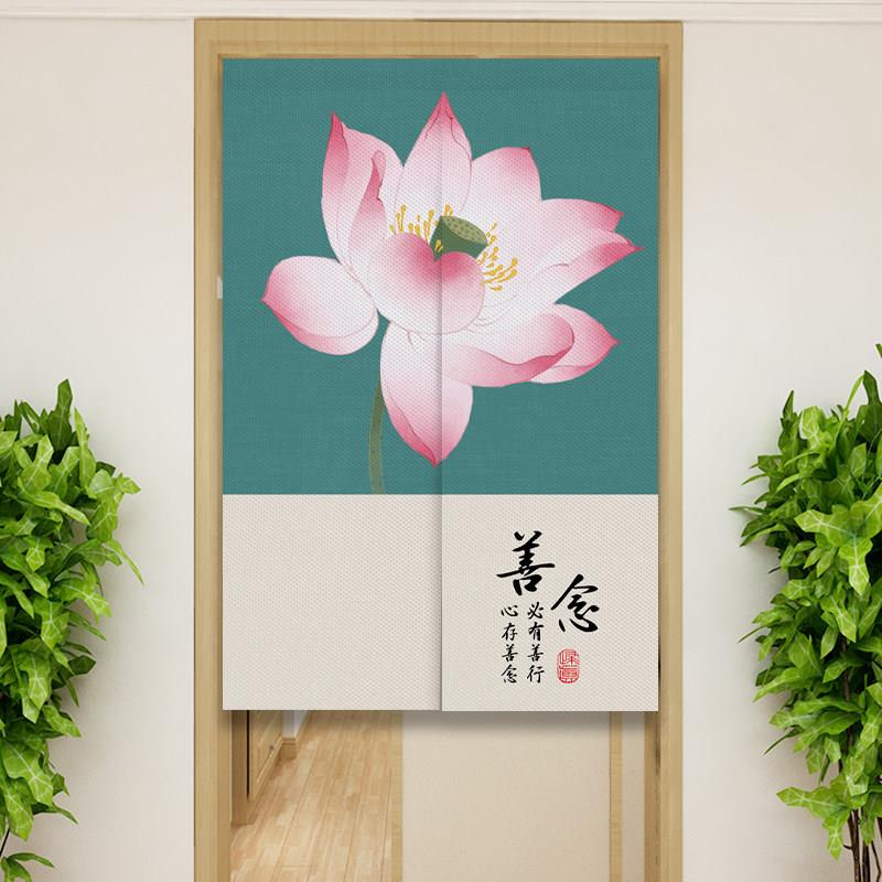 中式门帘中国风布艺挂帘家用卧室书房遮挡帘玄关走廊半截帘隔断帘