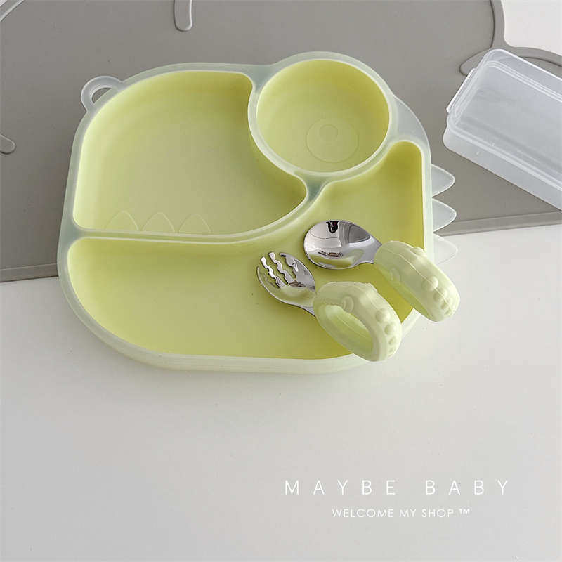 韩国ins宝宝餐盘儿童硅胶卡通分格盘恐龙防摔吸盘式婴儿餐具专用,婴童用品,儿童餐具,淘宝优惠券,粉丝福利购,淘宝优惠卷