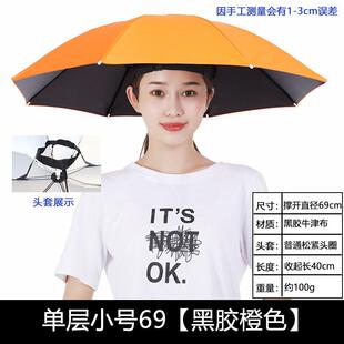 带头上的伞帽头戴式遮阳防晒钓鱼专用防雨斗笠雨伞帽子斗篷头盔伞