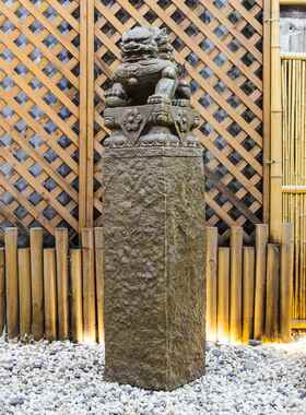 新中式彷古拴马柱彷青石雕大象貔貅金蟾户外花园庭院造景装饰摆饰