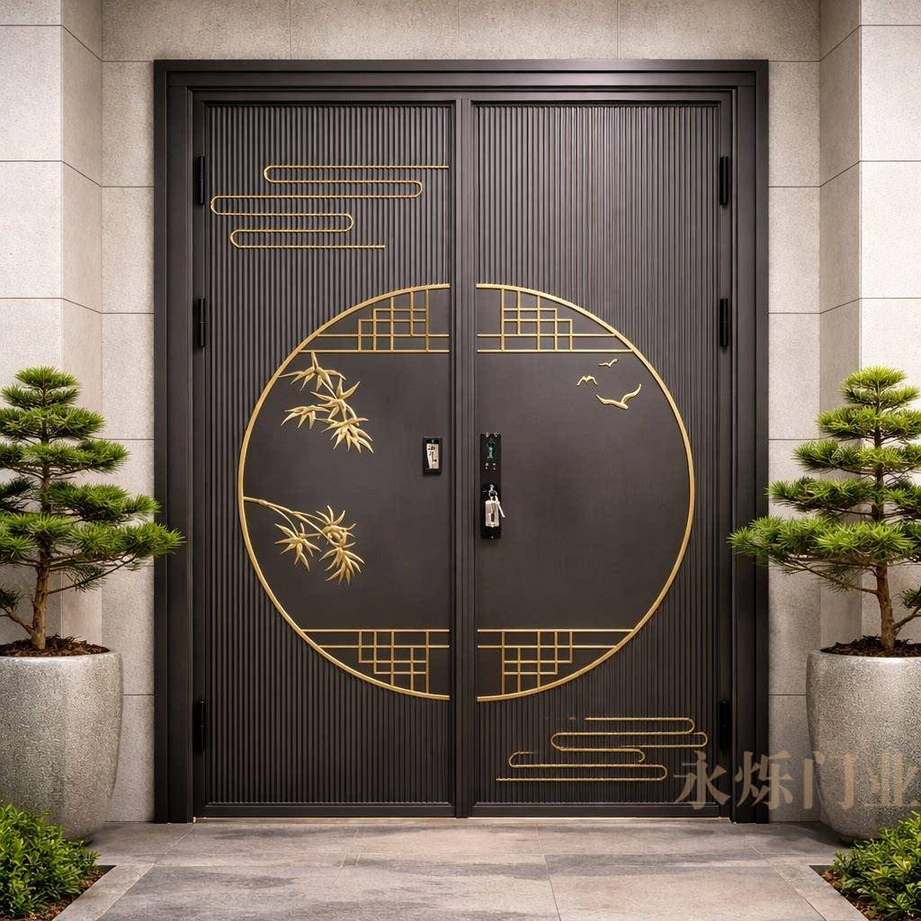 锌合金别墅大门双开门农村自建房进户大门入户防盗门家用铸铝卡门