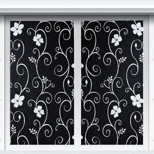 全遮光带背胶玻璃贴纸黑色不透光防晒遮阳卫生间窗户贴膜防水防窥