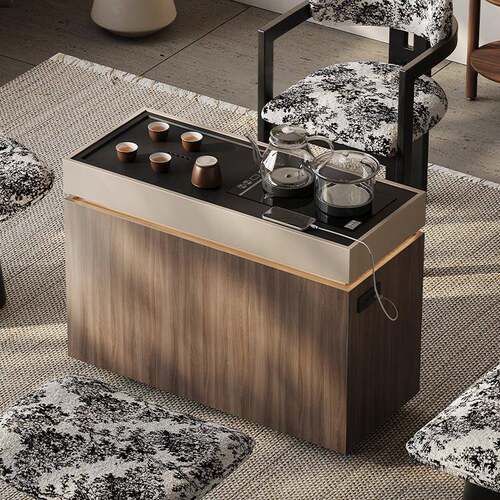 意式极简可移动茶车客厅沙发实木边柜家用阳台小型茶台茶桌高级感