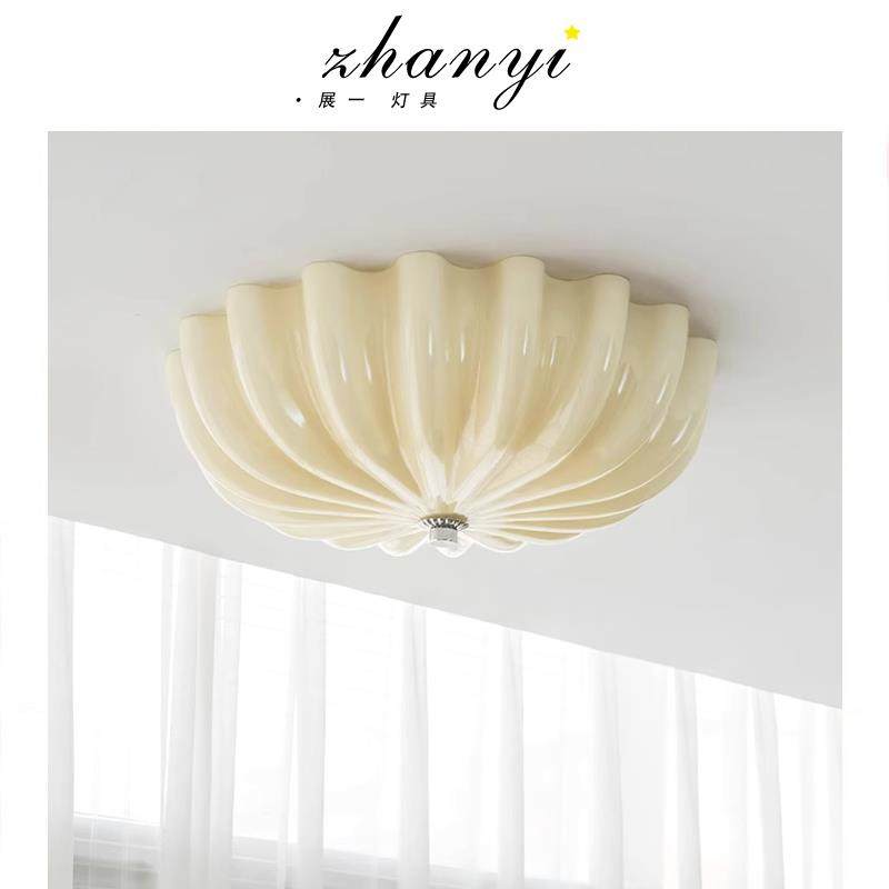 中古奶油风卧室吸顶灯儿童房灯法式包豪斯简约阳台餐厅书房灯具