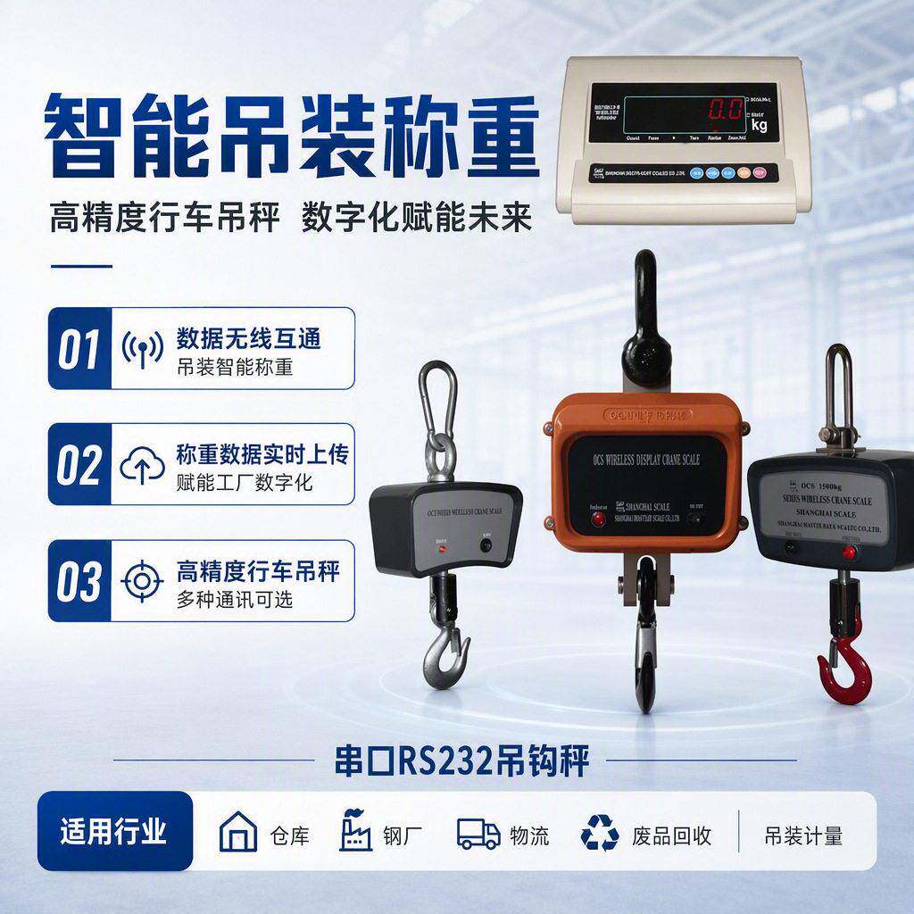 电子吊秤1吨3吨5吨带串口RS232连接电脑蓝牙数据吊钩称磅秤行车称