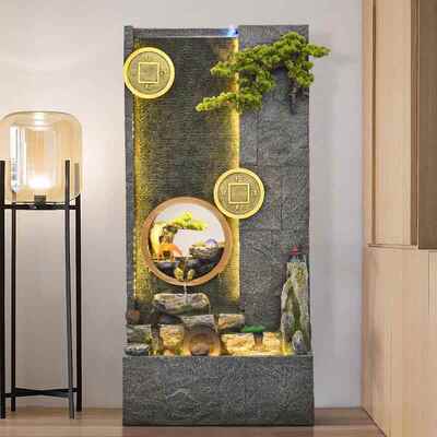 公大号幕墙流水水屏子风办室玄关装饰别墅户外院QAB假山喷泉造景