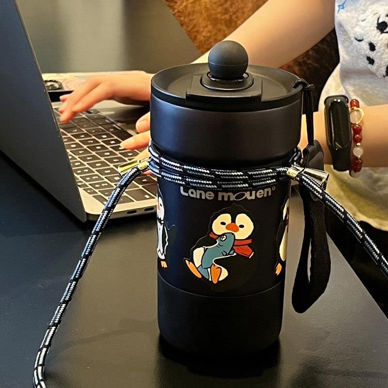 章鱼小姐的杯子保温咖啡杯316不锈钢双饮杯可携式大容量高颜值水