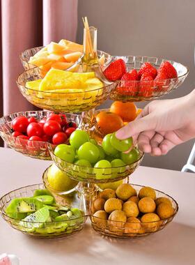 Iron Three Layer Storage Basket Fruit Dish Kitchen Home Bowl