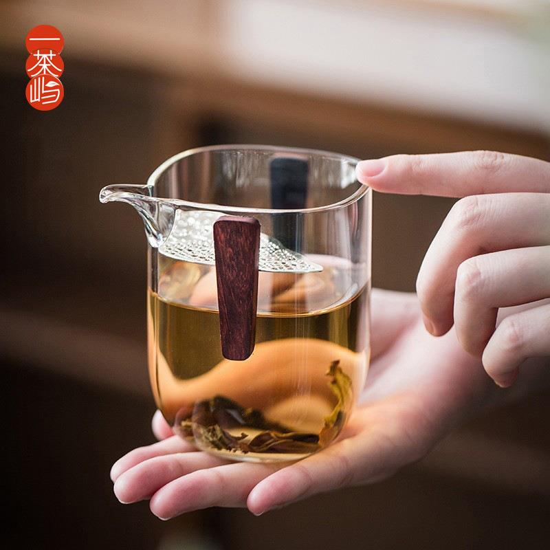 现货可拆卸月牙过滤玻璃公道杯茶漏一体分茶器泡绿红茶水分离