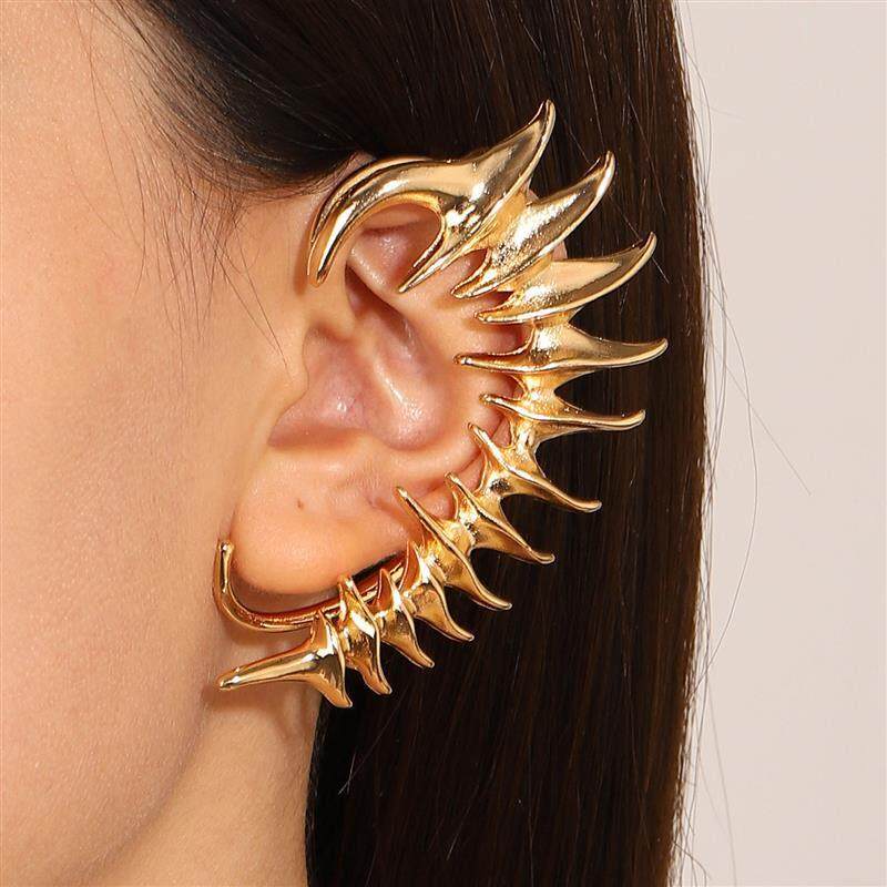 earrings thorn spine skeleton mechanical wind ear hook clip - 实物图
