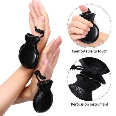 Musical Instrument Handheld Wooden Spanish Castanets Black