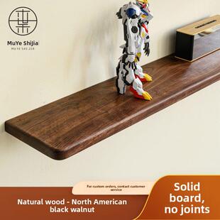 北美Fas级黑胡桃一字隔断纯实木架子客厅电视背景墙悬挂装 饰